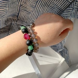 New onyx with agate and silver plate bracelet